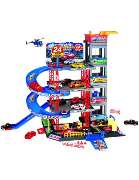 WOOPIE Wielopoziomy Parking Garaż Myjnia Auta Helikopter + Akc.