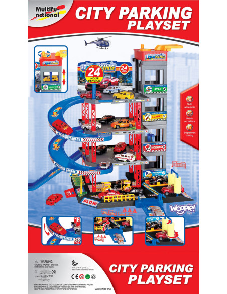 WOOPIE Wielopoziomy Parking Garaż Myjnia Auta Helikopter + Akc.