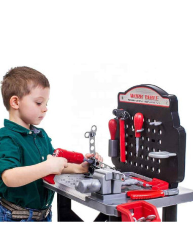 WOOPIE Duży Warsztat z Narzędziami dla Dzieci Zestaw Majsterkowicza Wiertarka Piła Młotek 50 el.