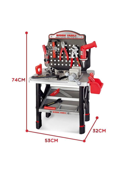 WOOPIE Duży Warsztat z Narzędziami dla Dzieci Zestaw Majsterkowicza Wiertarka Piła Młotek 50 el.