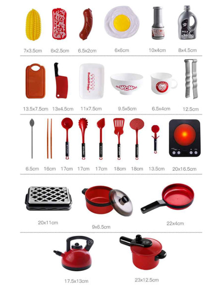 WOOPIE Kuchnia dla Dzieci Duży Zestaw XXL Akcesoria Garnki 36 el.