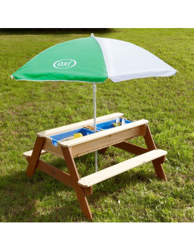 AXI Stół Piknikowy Nick z Ławką i Parasolem oraz Pojemnikami na Wodę/Piasek