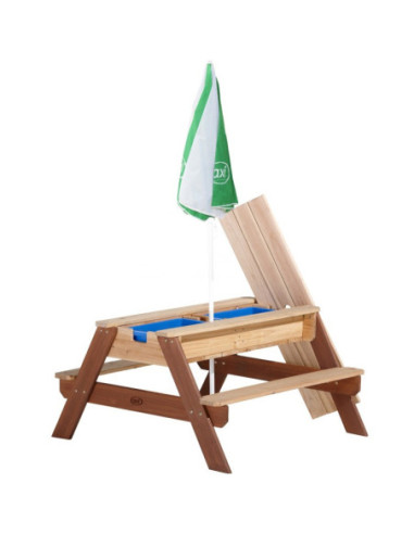 AXI Stół Piknikowy Nick z Ławką i Parasolem oraz Pojemnikami na Wodę/Piasek