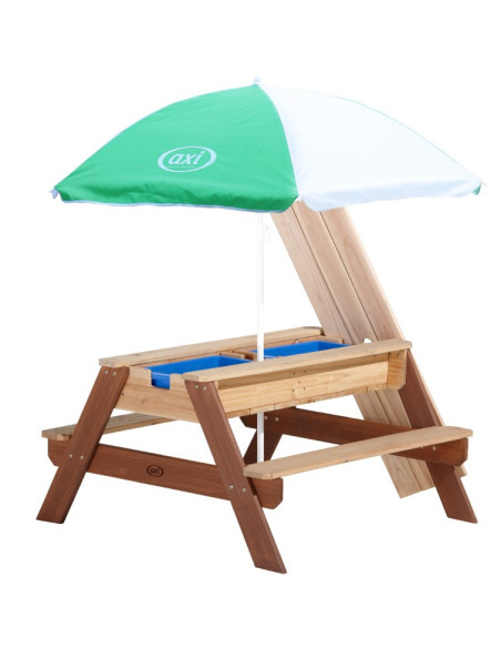 AXI Stół Piknikowy Nick z Ławką i Parasolem oraz Pojemnikami na Wodę/Piasek
