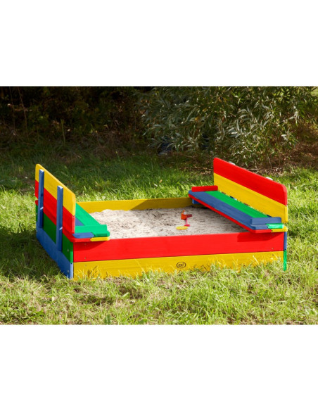 AXI Drewniana Piaskownica Tęczowa Zakrywana z Ławeczkami