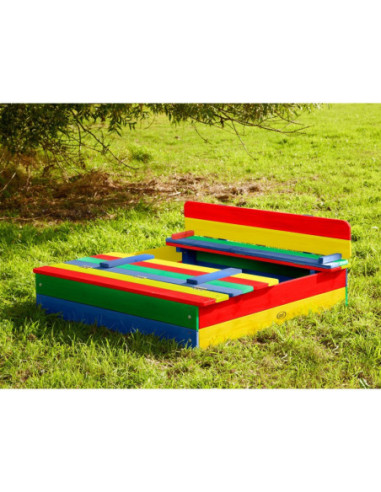 AXI Drewniana Piaskownica Tęczowa Zakrywana z Ławeczkami