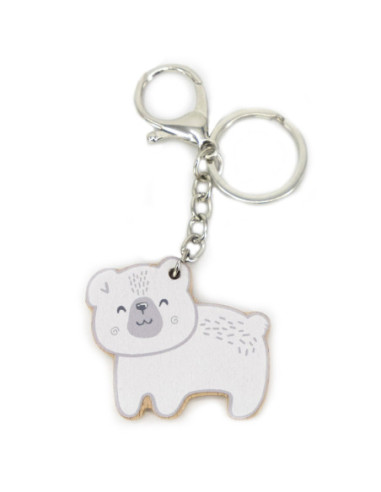 Viga PolarB Drewniany Breloczek Biały Miś Brelok