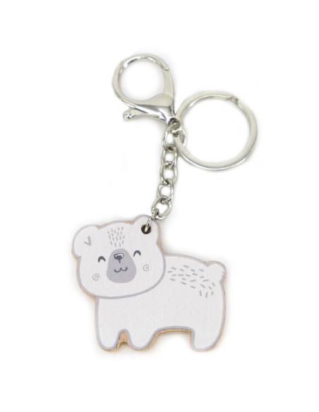 Viga PolarB Drewniany Breloczek Biały Miś Brelok