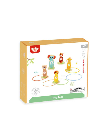 Tooky Toy Drewniana Gra Zręcznościowa Rzut do Celu Zwierzątka 15 el.