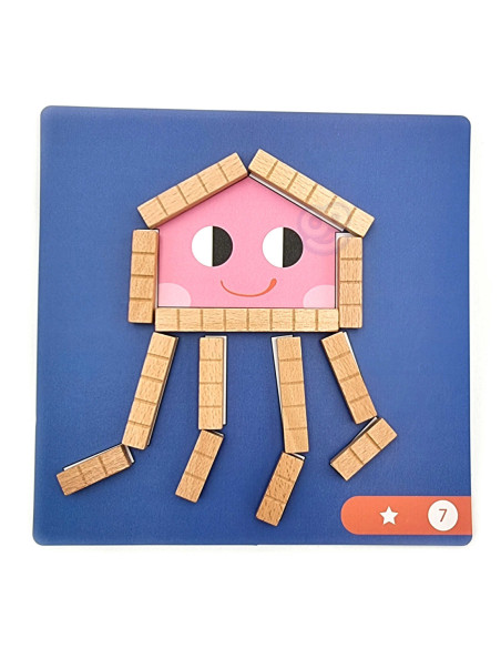 Tooky Toy Układanka Gra Logiczna Łamigłówki Klocki Magnetyczne dla Dzieci 49 el.