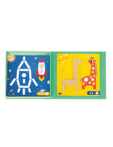 Tooky Toy Układanka Gra Logiczna Łamigłówki Klocki Magnetyczne dla Dzieci 49 el.