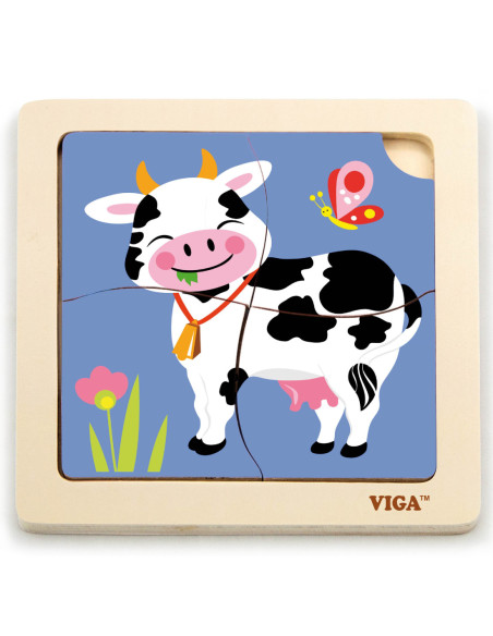 VIGA Poręczne Drewniane Puzzle Konik