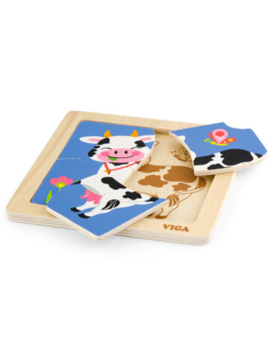 VIGA Poręczne Drewniane Puzzle Konik