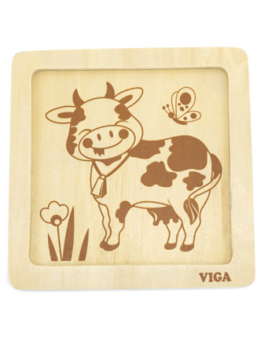 VIGA Poręczne Drewniane Puzzle Konik