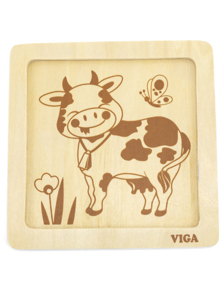 VIGA Poręczne Drewniane Puzzle Konik