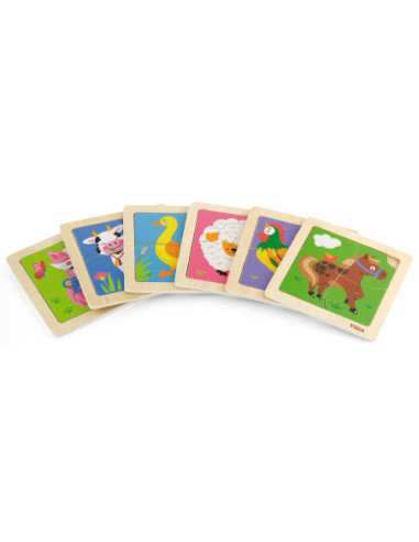 VIGA Poręczne Drewniane Puzzle Konik
