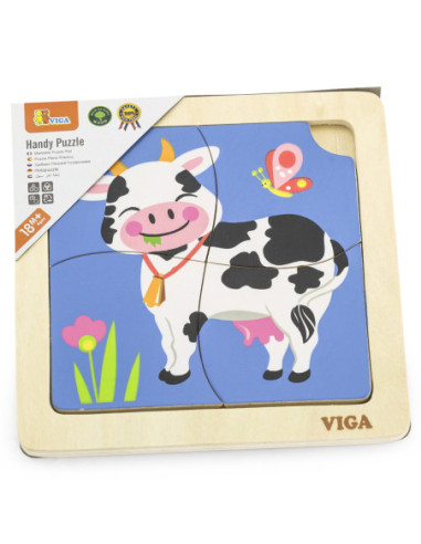VIGA Poręczne Drewniane Puzzle Konik