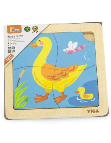 VIGA Poręczne Drewniane Puzzle Kaczuszka