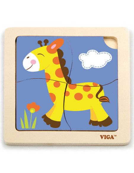 VIGA Poręczne Drewniane Puzzle Żyrafa