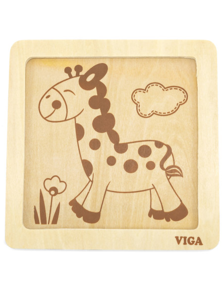 VIGA Poręczne Drewniane Puzzle Żyrafa