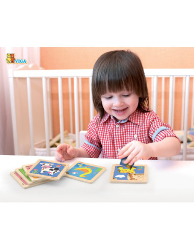 VIGA Poręczne Drewniane Puzzle Żyrafa