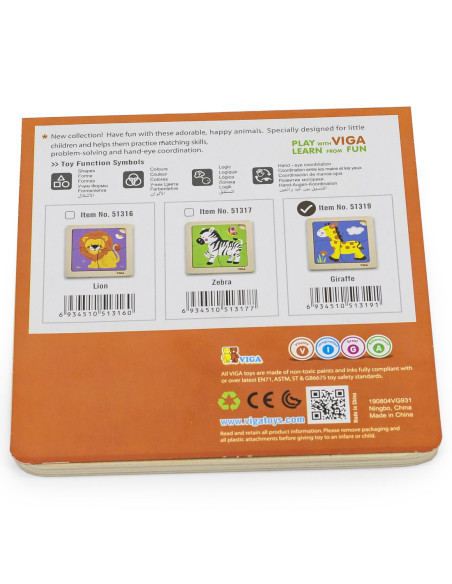 VIGA Poręczne Drewniane Puzzle Żyrafa