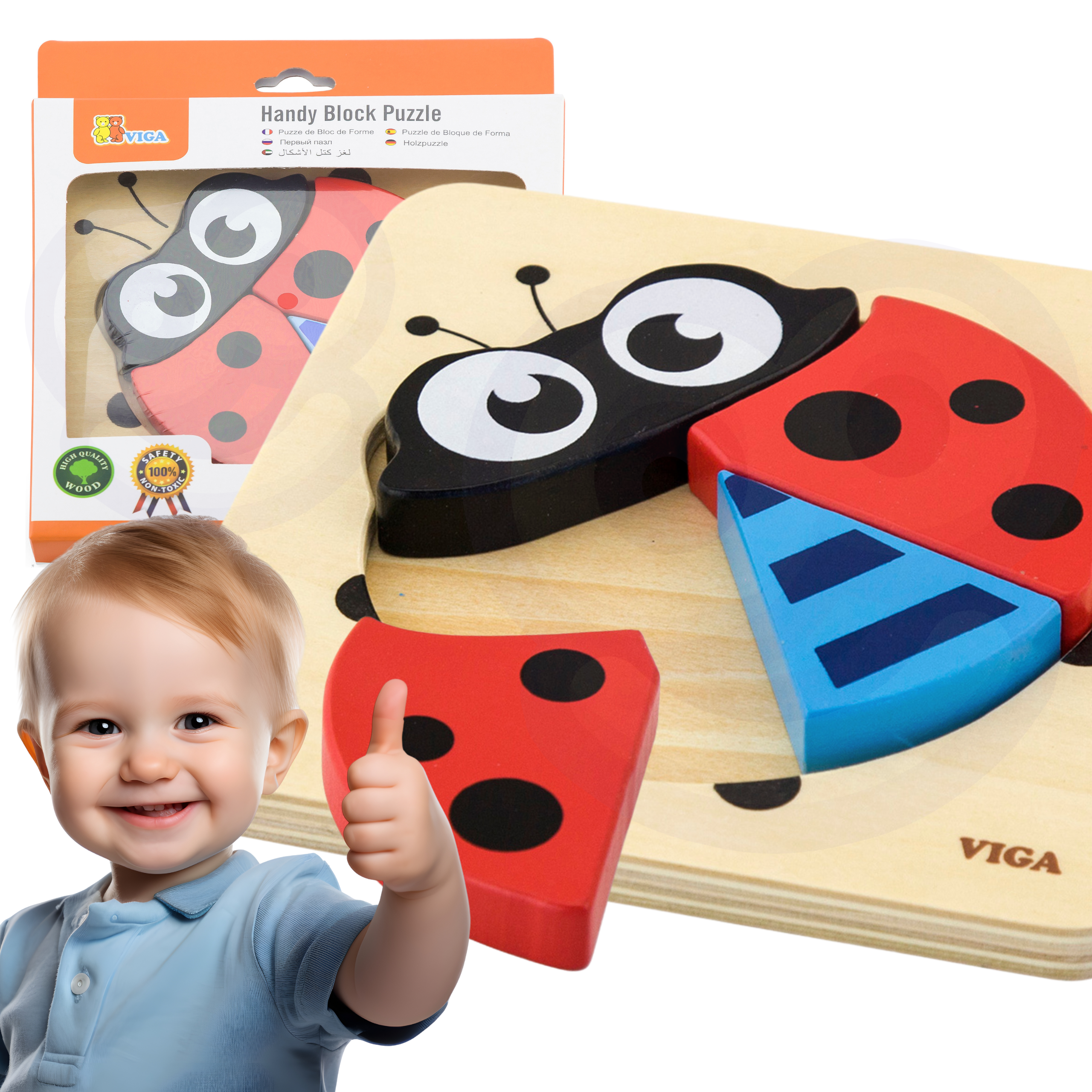VIGA Ladybug Babypussel i Trä