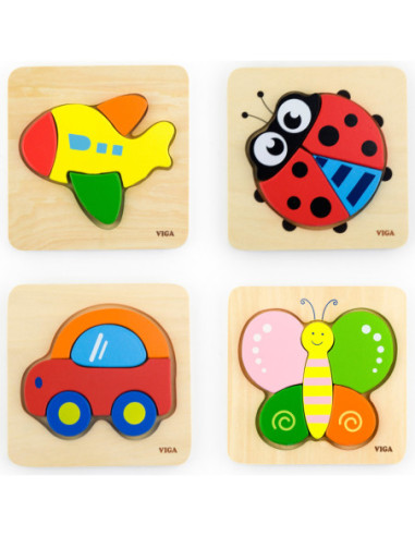 VIGA Pierwsze drewniane Puzzle maluszka Biedronka