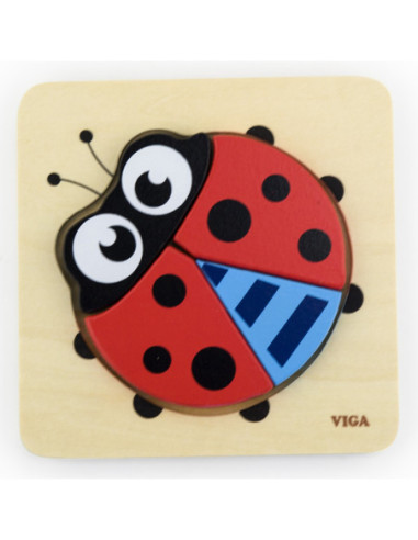 VIGA Pierwsze drewniane Puzzle maluszka Biedronka