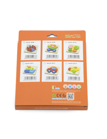 VIGA Pierwsze drewniane Puzzle maluszka Biedronka