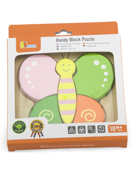 VIGA Pierwsze drewniane Puzzle maluszka Motylek