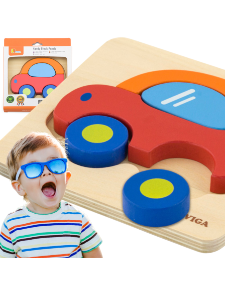 VIGA Pierwsze drewniane Puzzle maluszka Samochód