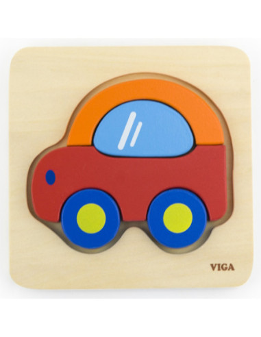 VIGA Pierwsze drewniane Puzzle maluszka Samochód