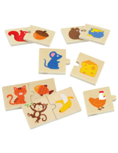 VIGA Drewniane Puzzle Nakarm Zwierzątko Co jedzą Zwierzęta Układanka