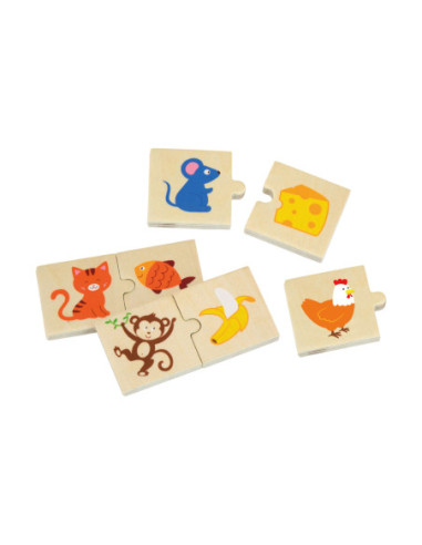 VIGA Drewniane Puzzle Nakarm Zwierzątko Co jedzą Zwierzęta Układanka