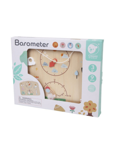 CLASSIC WORLD Tablica Edukacyjna Barometr Nauka dla Dzieci Pogoda Wiatr Temperatura 9 el.