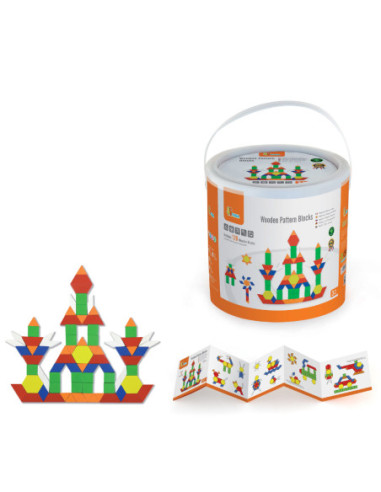 VIGA Drewniane Klocki Płaskie w wiaderku 250 elementów