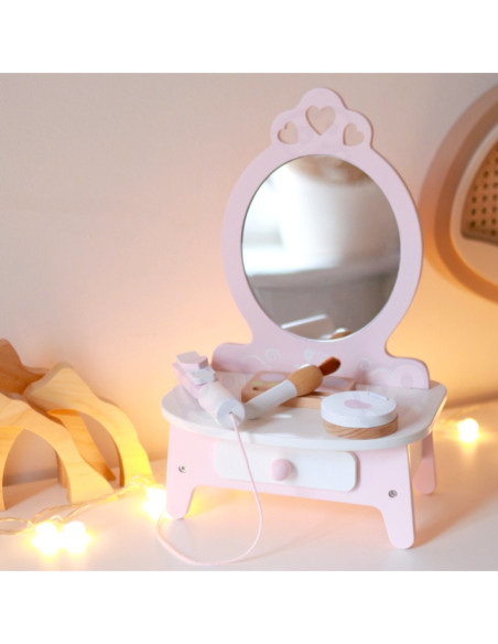 CLASSIC WORLD Drewniana Toaletka dla Dziewczynki z Lustrem + 11 akc
