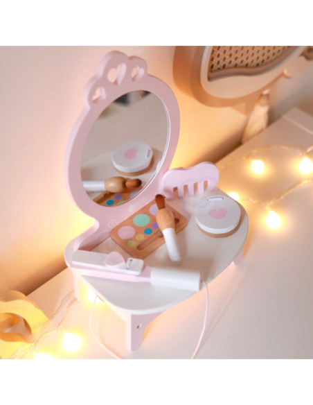 CLASSIC WORLD Drewniana Toaletka dla Dziewczynki z Lustrem + 11 akc