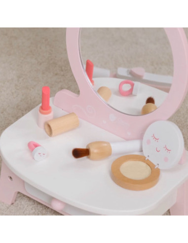 CLASSIC WORLD Drewniana Toaletka dla Dziewczynki z Lustrem + 11 akc