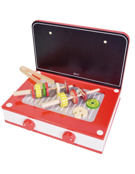 CLASSIC WORLD Drewniana Kuchnia 2w1 Grill + Kuchenka dla Dzieci 22el.