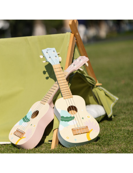 CLASSIC WORLD Drewniane Ukulele Gitara dla Dzieci Różowa