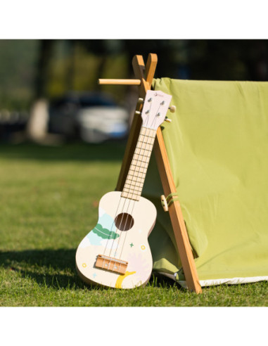 CLASSIC WORLD Drewniane Ukulele Gitara dla Dzieci Różowa