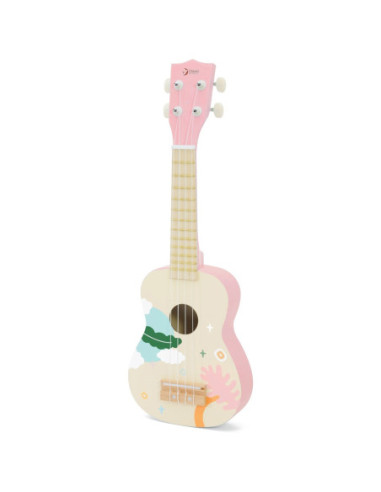 CLASSIC WORLD Drewniane Ukulele Gitara dla Dzieci Różowa