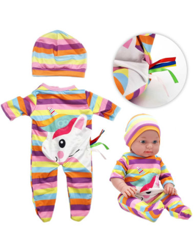 WOOPIE Ubranko dla Lalki Zestaw Pajacyk Body Jednorożec Czapeczka 43 cm