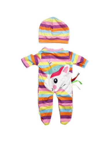 WOOPIE Ubranko dla Lalki Zestaw Pajacyk Body Jednorożec Czapeczka 43 cm