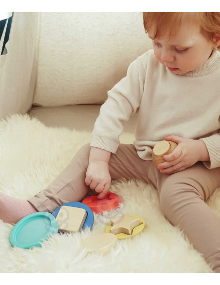 TOOKY TOY Drewniana Układanka Piramidka Kształty Miś 11 el.