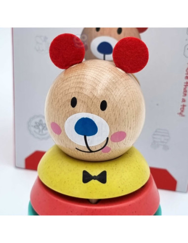 TOOKY TOY Drewniana Układanka Piramidka Kształty Miś 11 el.