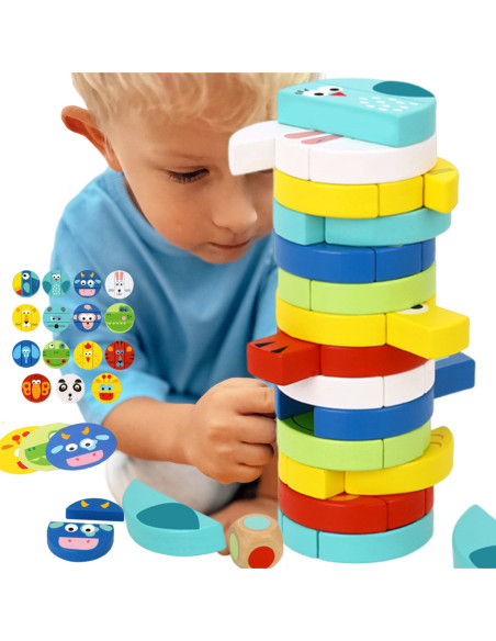 TOOKY TOY Jenga Zwierzęta Gra Zręcznościowa