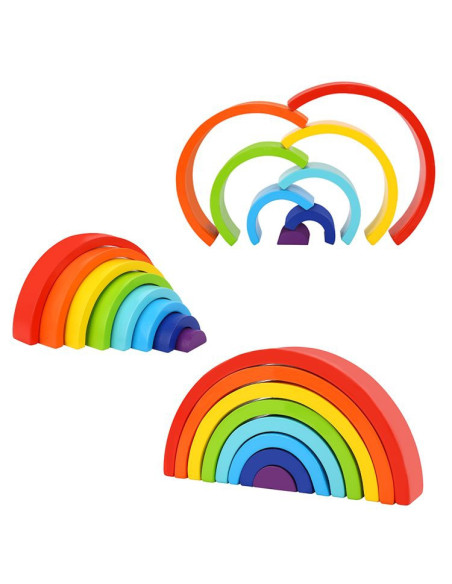 TOOKY TOY Drewniana Tęcza Układanka Klocki Kreatywne Montessori